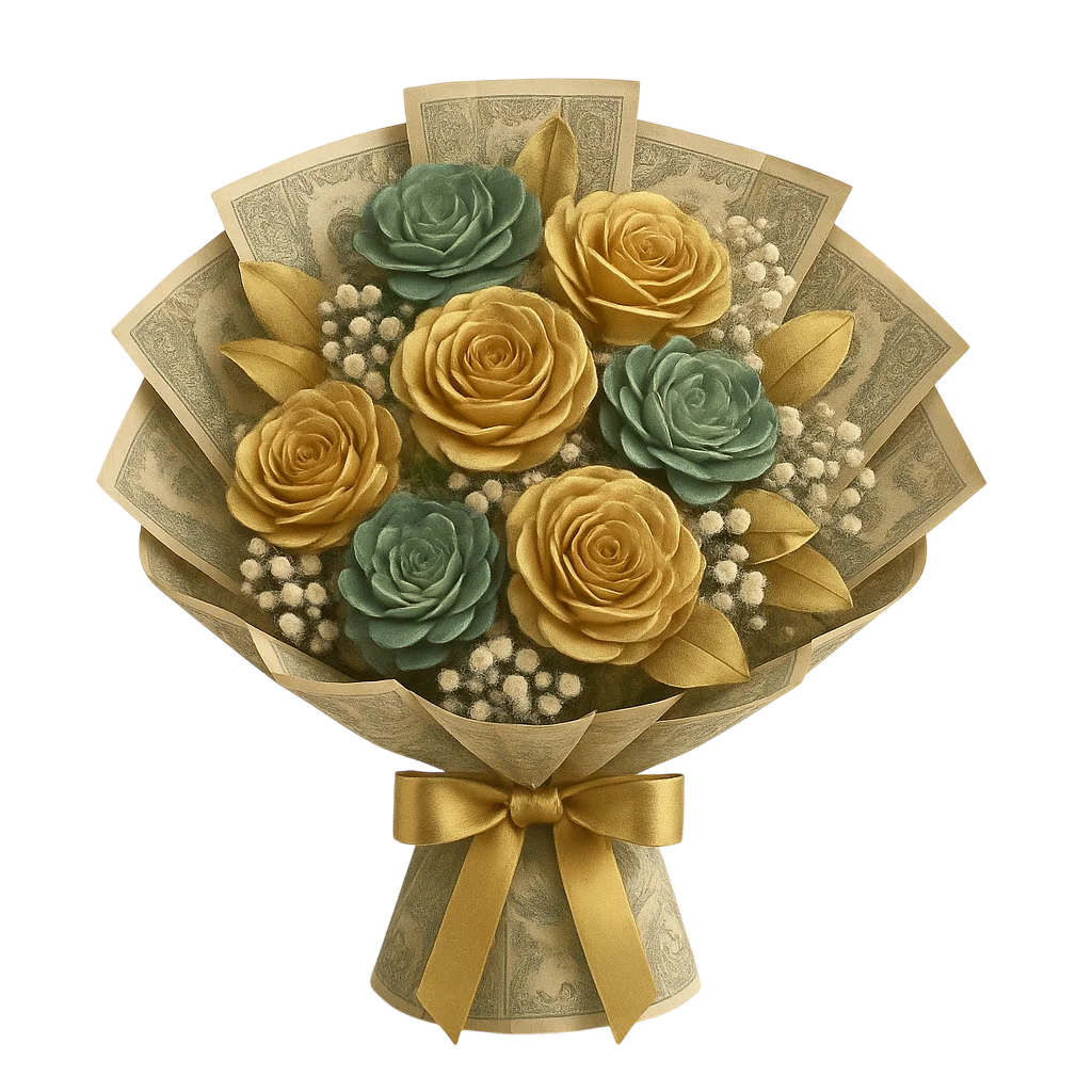 ramos de flores con billetes