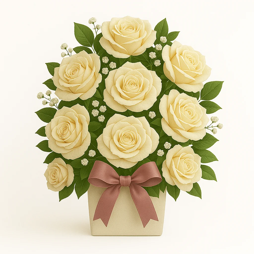 Arreglo Bouquet Rosas Crema