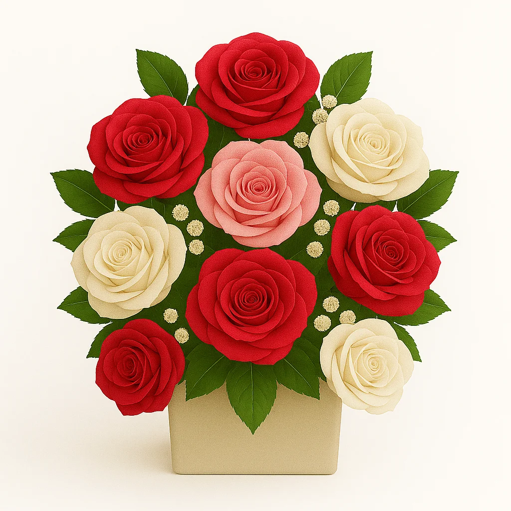 Arreglo caja cuadrada con rosas combinadas