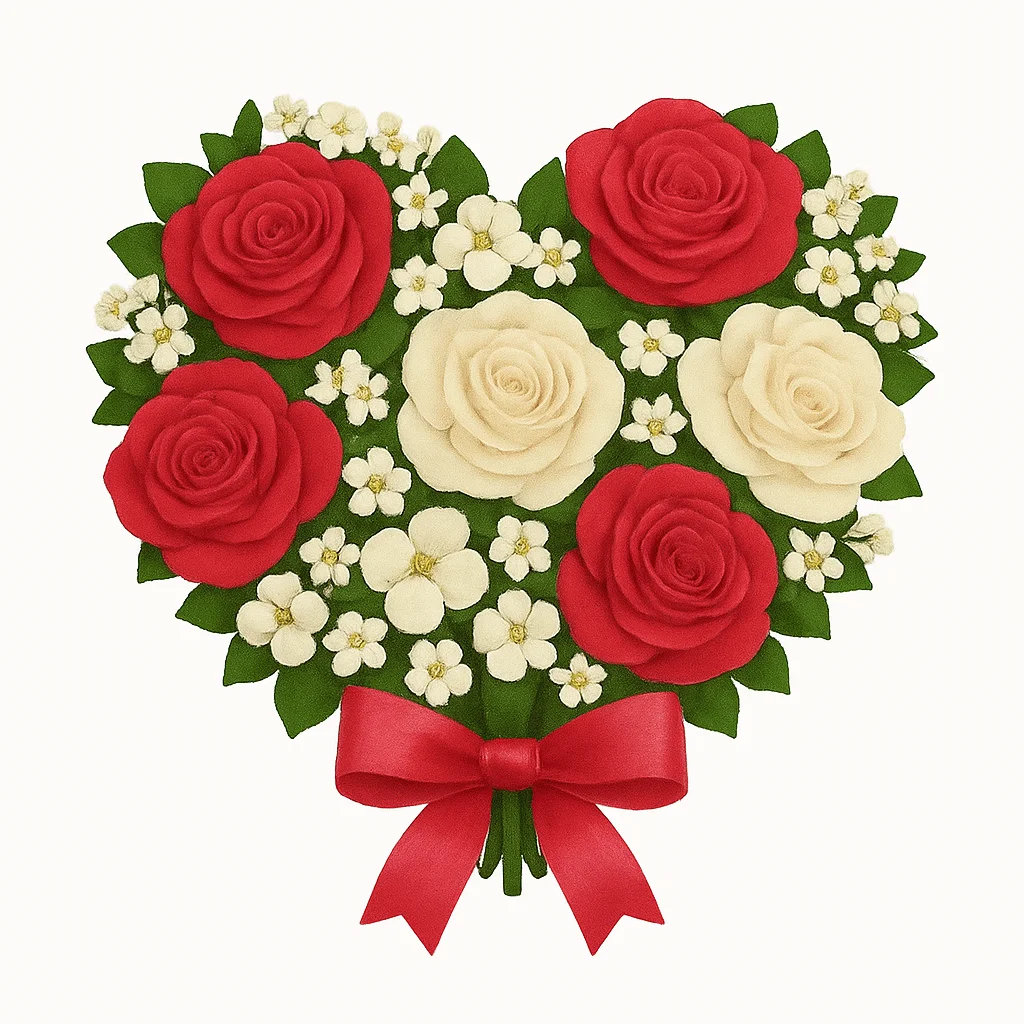 Arreglo con forma de corazón con rosas