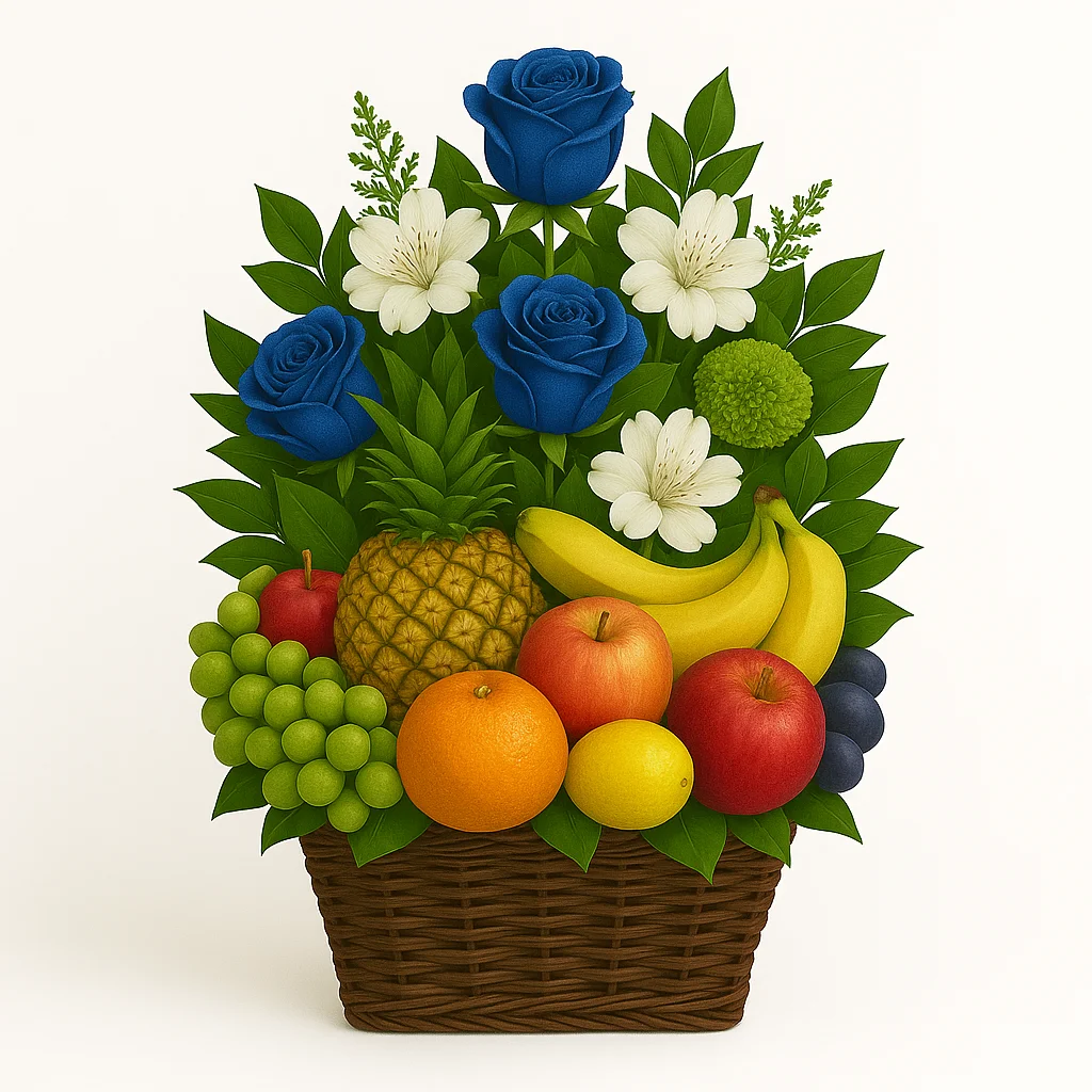 Arreglo con frutas y flores
