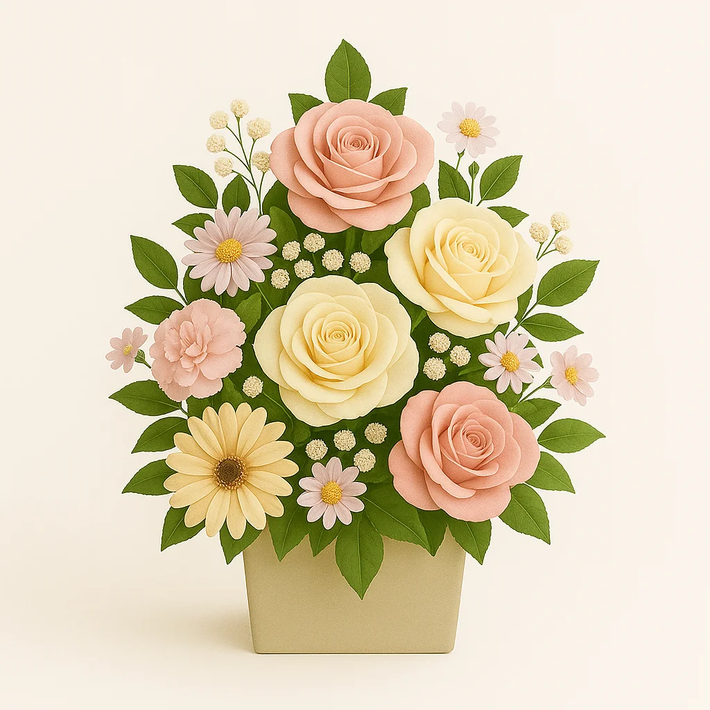 Arreglo con tonos pastel, flores mixtas