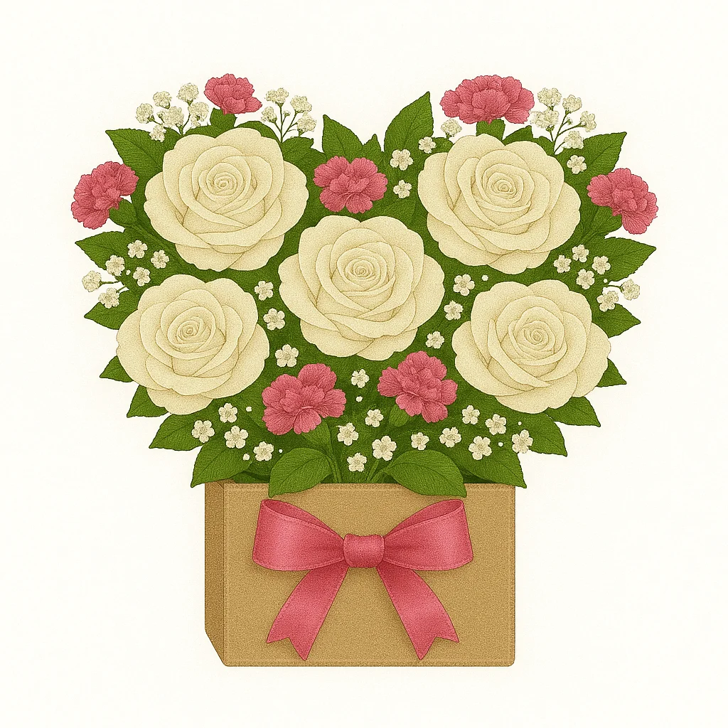 Arreglo en Caja corazón beso de novia