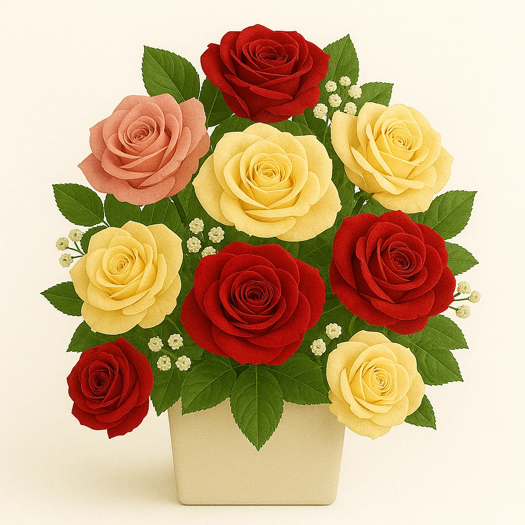 Arreglo floral con rosas surtidas