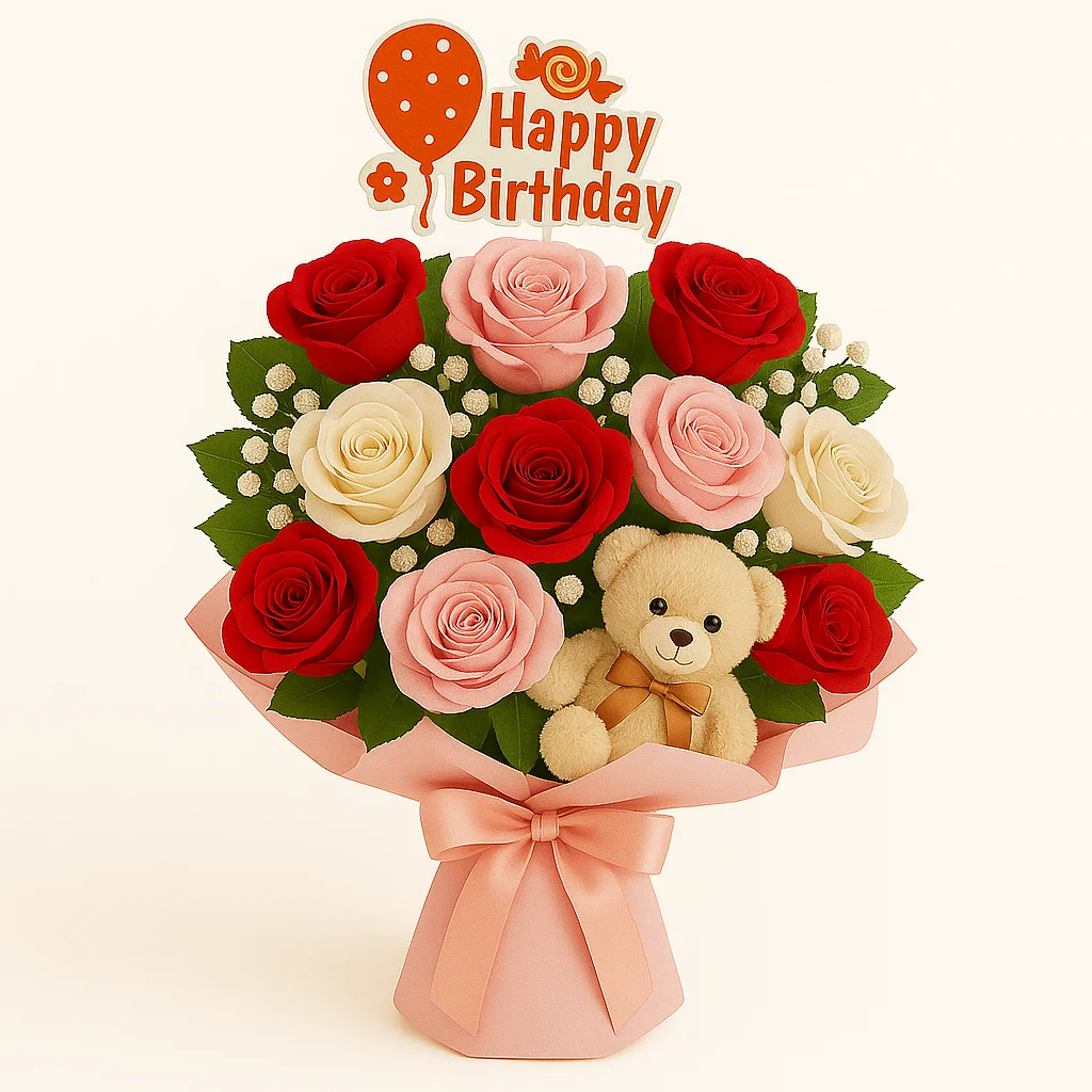 Ramo con rosas + peluche o chocolates