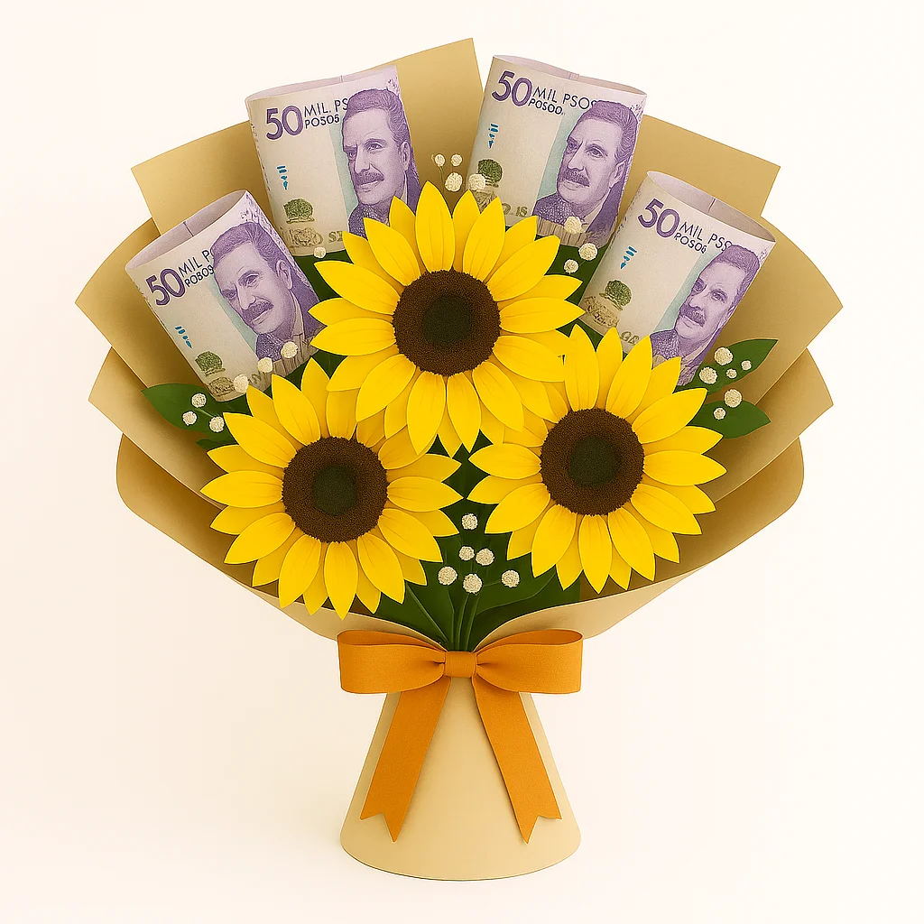 Ramo de Girasoles con Billetes