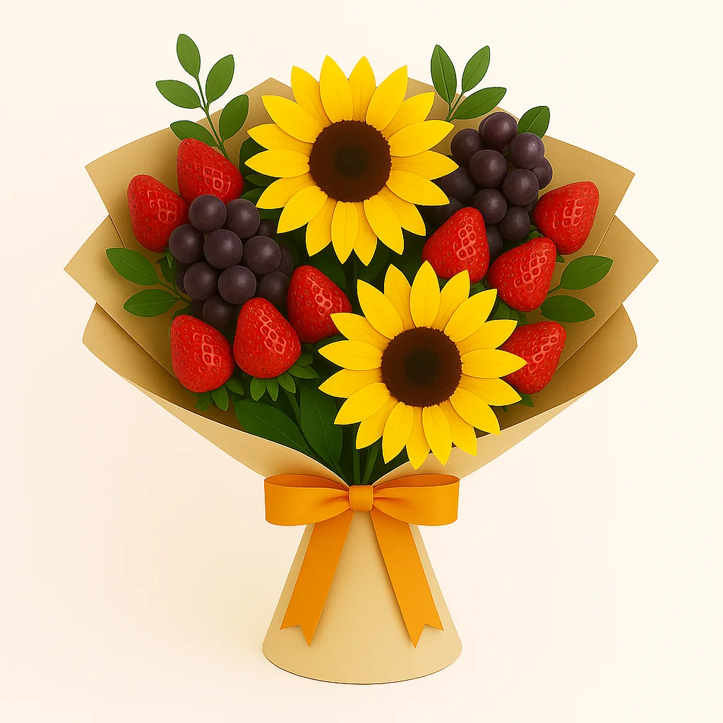 Ramo de Girasoles con Uvas y Fresas