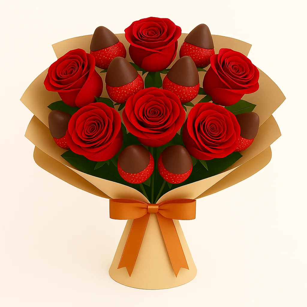 Ramo de Rosas con Fresas