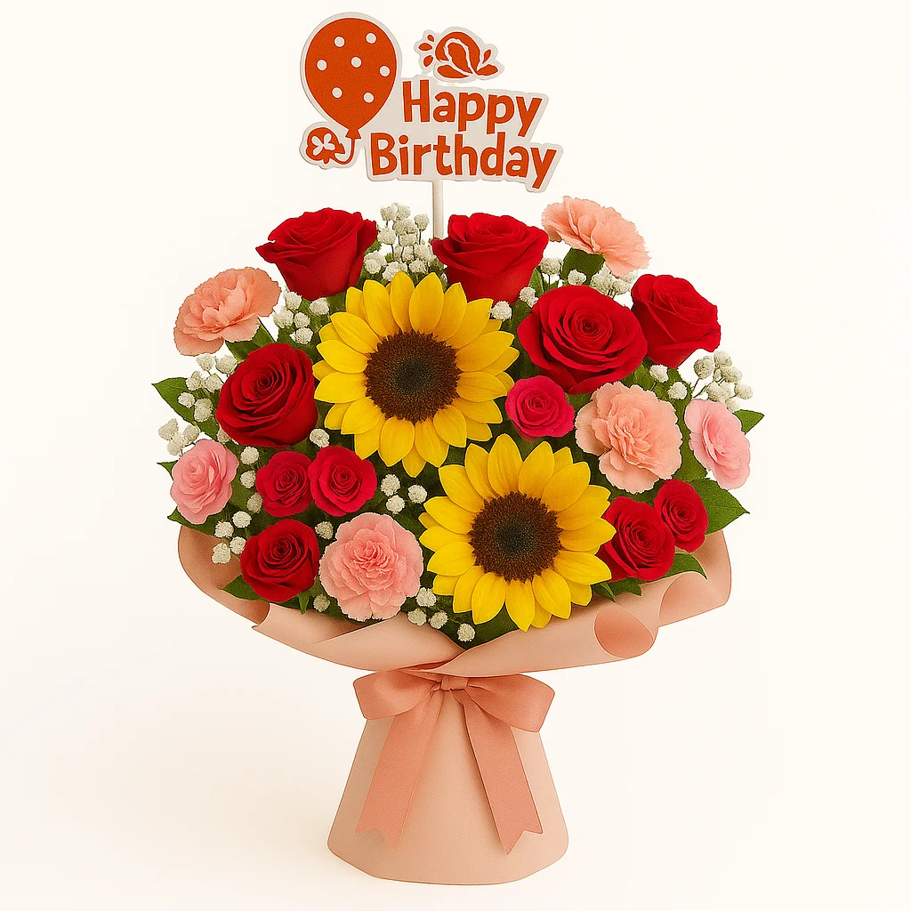 Ramo de flores mixto girasoles + rosas