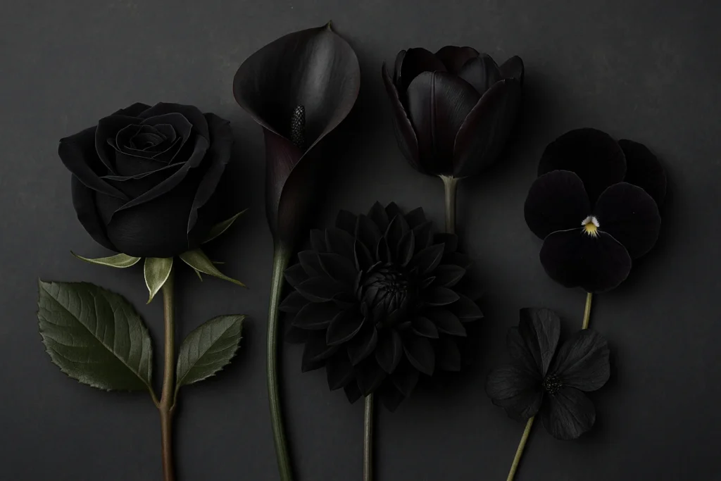 Especies destacadas y su carga simbólica de las flores negras